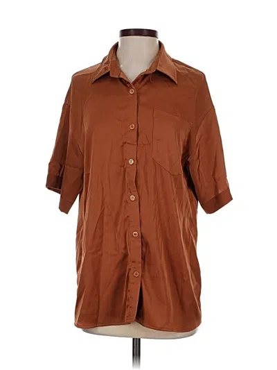 Pre-owned Prettygarden Short Sleeve Blouse In Brown