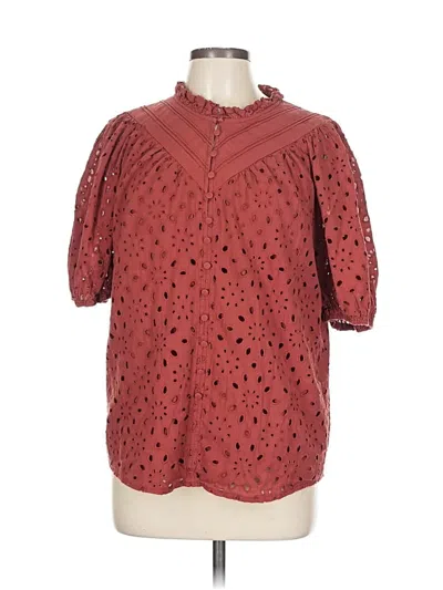 Pre-owned Prettygarden Short Sleeve Blouse In Burgundy