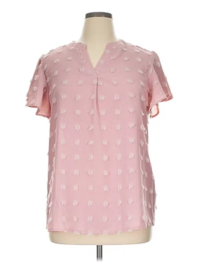 Pre-owned Prettygarden Short Sleeve Blouse In Pink