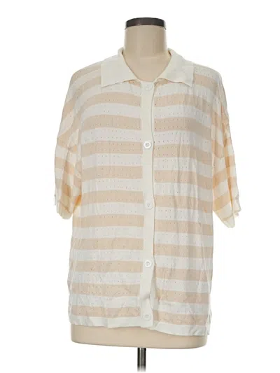 Pre-owned Prettygarden Short Sleeve Blouse In Tan
