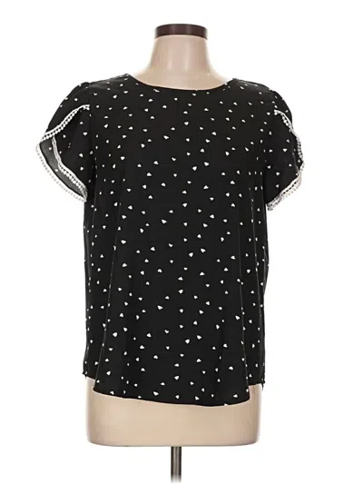 Pre-owned Prettygarden Short Sleeve Top Black Stars Pattern Crew Neck Tops