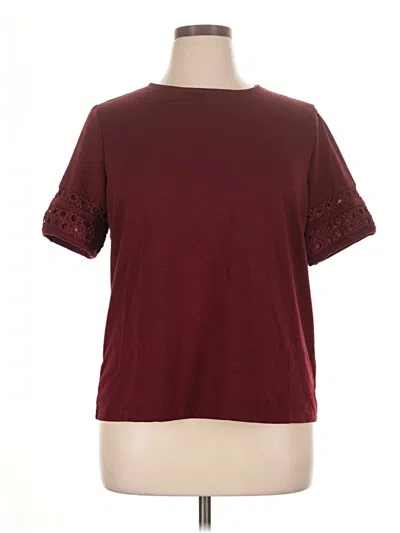 Pre-owned Prettygarden Short Sleeve Top Burgundy Crew Neck Tops