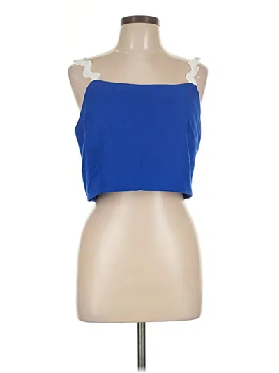 Prettygarden Sleeveless Top Blue Halter Neckline Tops