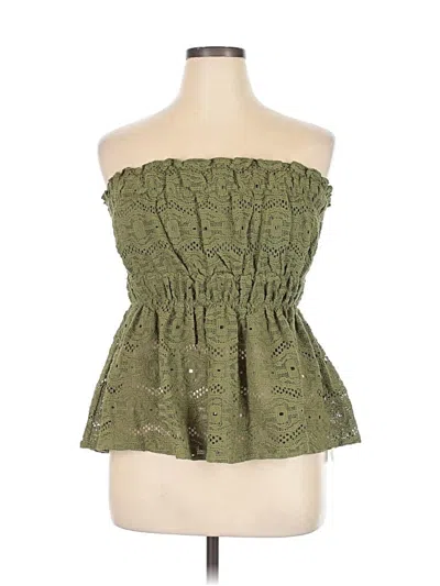 Prettygarden Sleeveless Top Green Strapless Neckline Tops