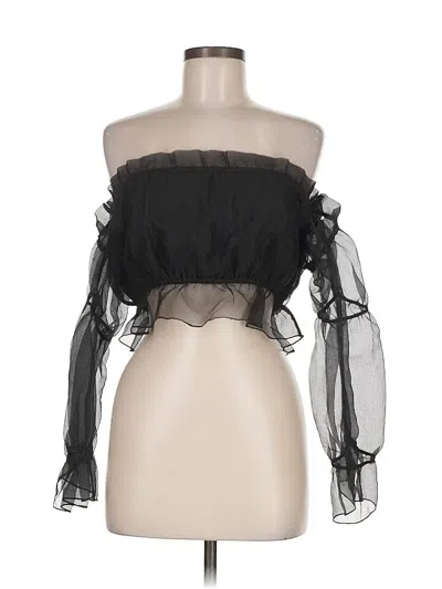 Pre-owned Prettylittlething 3/4 Sleeve Blouse In Black