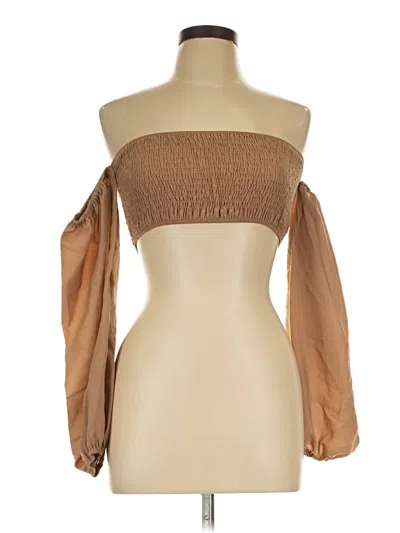 Prettylittlething 3/4 Sleeve Blouse In Brown