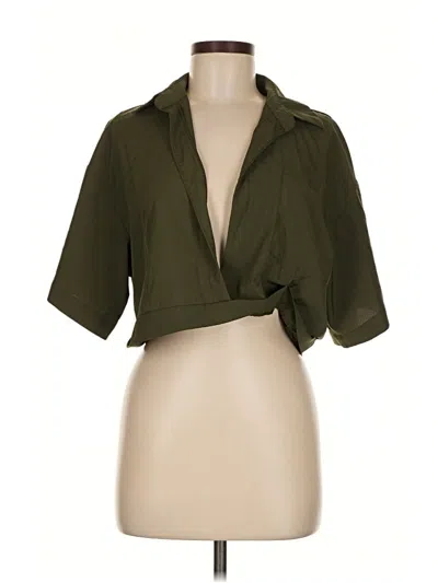 Pre-owned Prettylittlething 3/4 Sleeve Blouse In Green