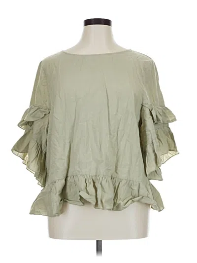 Pre-owned Prettylittlething 3/4 Sleeve Blouse In Green