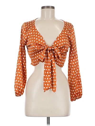 Pre-owned Prettylittlething 3/4 Sleeve Blouse In Orange