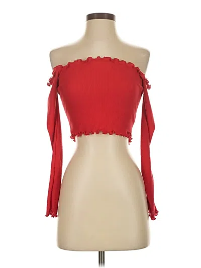 Pre-owned Prettylittlething 3/4 Sleeve Blouse In Red