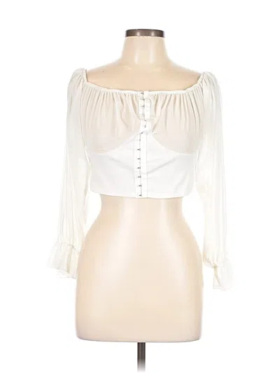 Pre-owned Prettylittlething 3/4 Sleeve Blouse In White