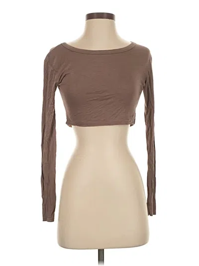 Pre-owned Prettylittlething 3/4 Sleeve T-shirt In Brown