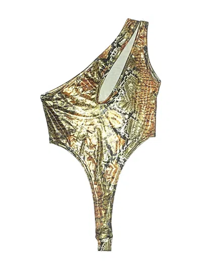 Pre-owned Prettylittlething Bodysuit In Gold
