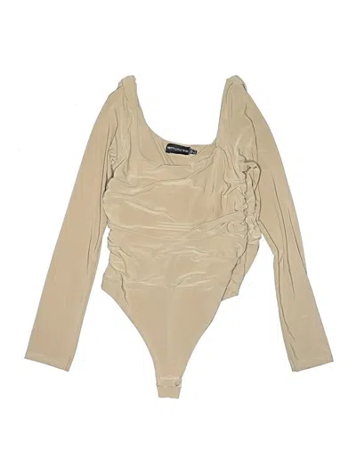 Pre-owned Prettylittlething Bodysuit In Tan