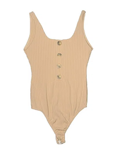 Pre-owned Prettylittlething Bodysuit In Tan