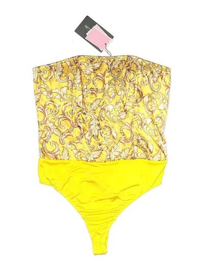 Pre-owned Prettylittlething Bodysuit In Yellow