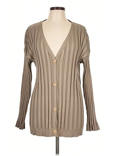 Pre-owned Prettylittlething Cardigan Sweater In Tan