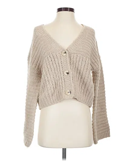 Pre-owned Prettylittlething Cardigan Sweater In Tan