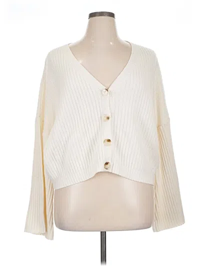 Pre-owned Prettylittlething Cardigan Sweater In White
