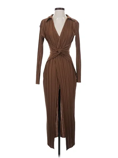 Pre-owned Prettylittlething Casual Dress In Brown