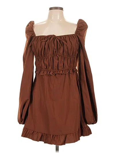 Pre-owned Prettylittlething Casual Dress In Brown