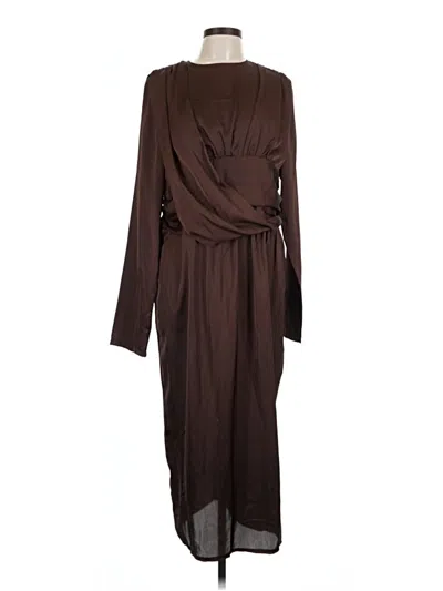 Pre-owned Prettylittlething Casual Dress In Brown
