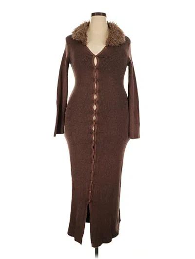 Pre-owned Prettylittlething Casual Dress In Brown