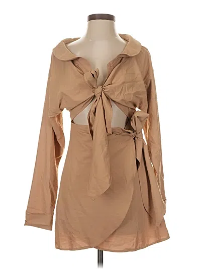 Pre-owned Prettylittlething Casual Dress In Tan