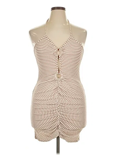 Pre-owned Prettylittlething Casual Dress In Tan