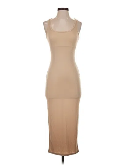 Pre-owned Prettylittlething Casual Dress In Tan