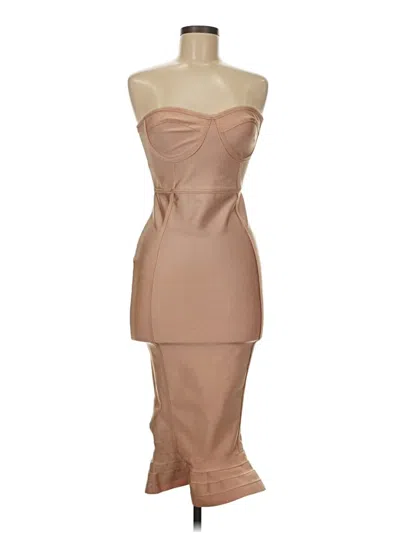Pre-owned Prettylittlething Cocktail Dress In Brown