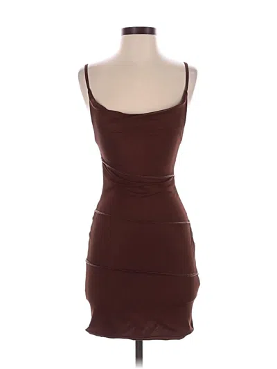 Pre-owned Prettylittlething Cocktail Dress In Brown