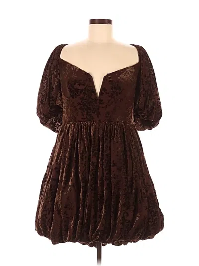 Pre-owned Prettylittlething Cocktail Dress In Brown