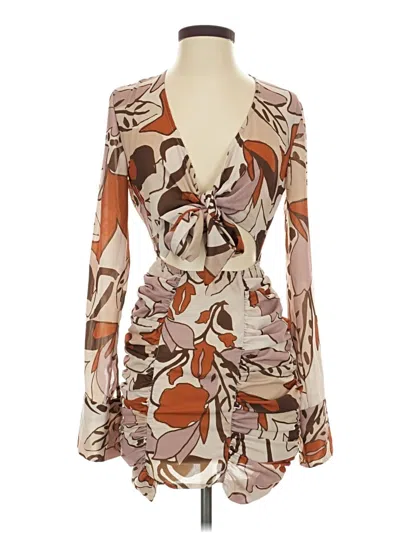 Pre-owned Prettylittlething Cocktail Dress In Brown