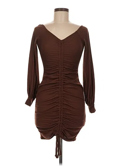 Pre-owned Prettylittlething Cocktail Dress In Brown