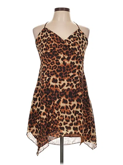 Pre-owned Prettylittlething Cocktail Dress In Brown
