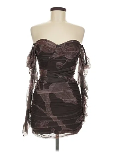 Pre-owned Prettylittlething Cocktail Dress In Brown