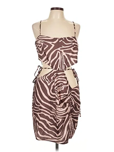 Pre-owned Prettylittlething Cocktail Dress In Brown