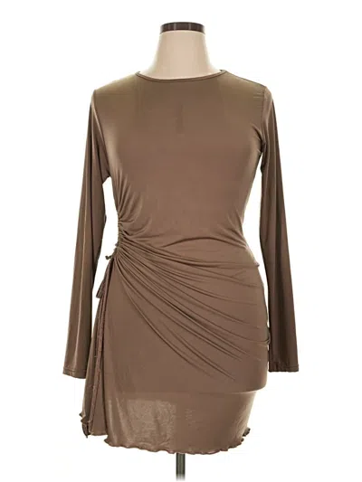 Pre-owned Prettylittlething Cocktail Dress In Brown