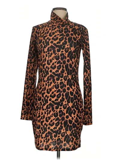 Pre-owned Prettylittlething Cocktail Dress In Brown
