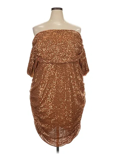 Pre-owned Prettylittlething Cocktail Dress In Brown