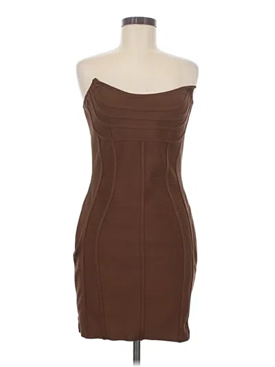 Pre-owned Prettylittlething Cocktail Dress In Brown