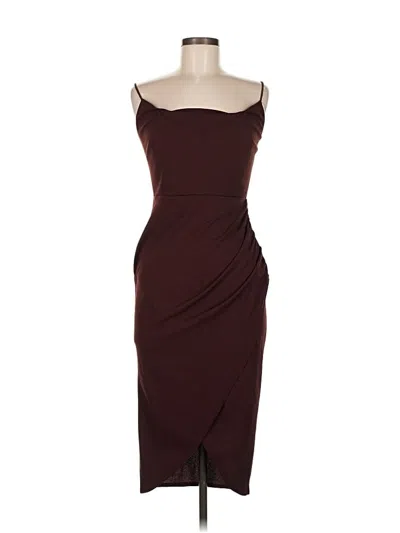 Pre-owned Prettylittlething Cocktail Dress In Burgundy