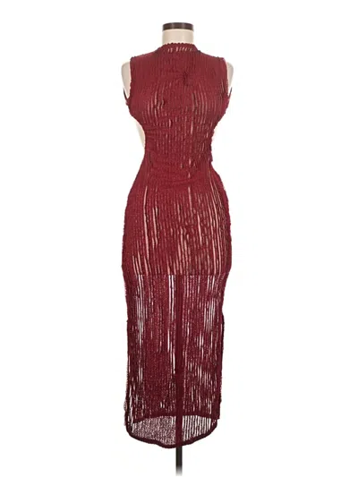 Pre-owned Prettylittlething Cocktail Dress In Burgundy