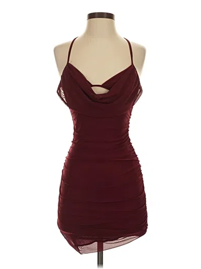 Pre-owned Prettylittlething Cocktail Dress In Burgundy