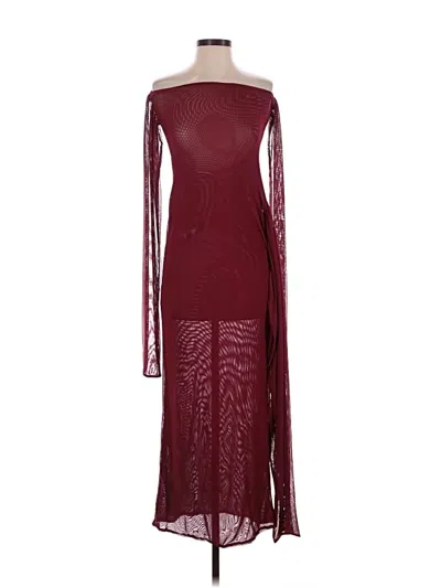 Pre-owned Prettylittlething Cocktail Dress In Burgundy