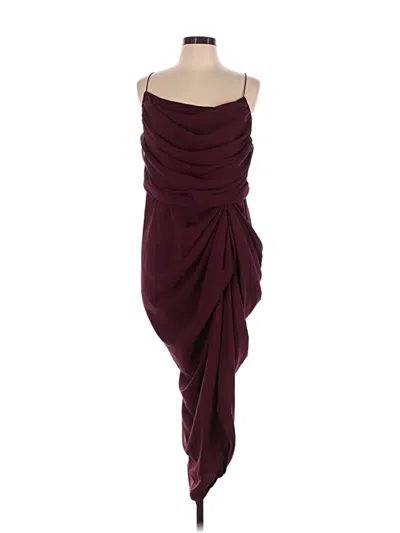 Pre-owned Prettylittlething Cocktail Dress In Burgundy