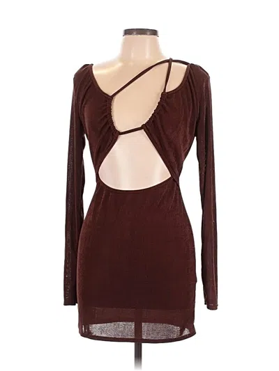 Pre-owned Prettylittlething Cocktail Dress In Burgundy