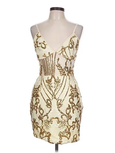 Pre-owned Prettylittlething Cocktail Dress In Gold