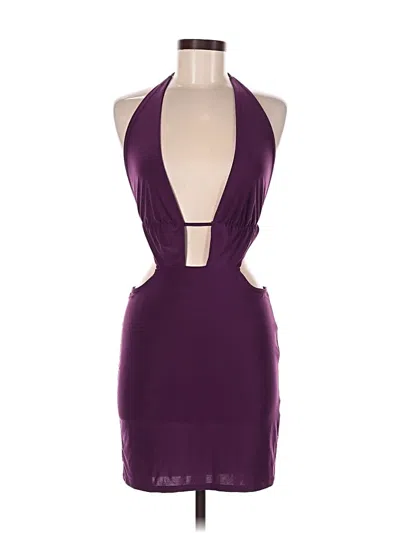 Pre-owned Prettylittlething Cocktail Dress In Purple